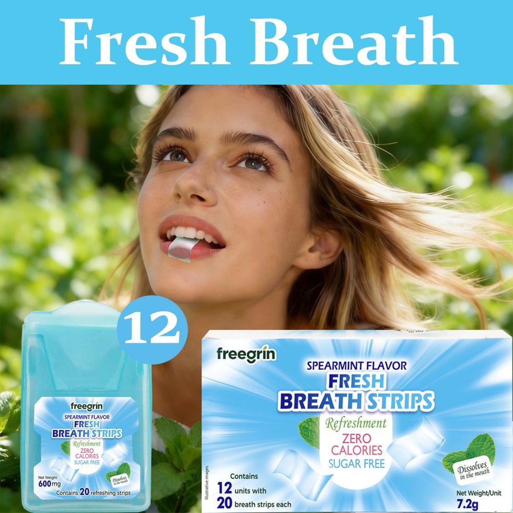 Teeth Whitening Retainer - FREEGRIN Spearmint Flavored Fresh Breath Strips