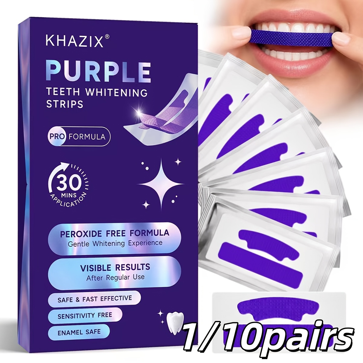 Teeth Whitening Retainer - 1/10pairs Purple Teeth Whitening Strips, tightly